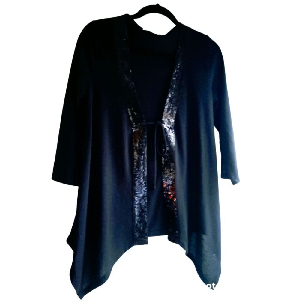 Vintage Suzie Sequined Black Lightweight Cardigan M